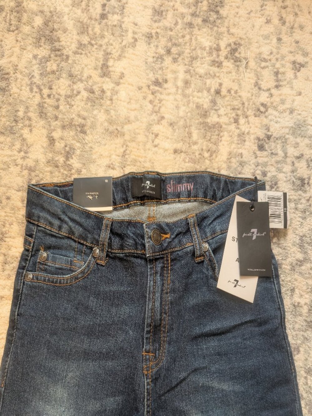 7 For All Mankind Slimmy Jeans Boys Size 10 NWT Slim Straight Dark Wash Denim - Picture 3 of 8
